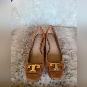 Tory Burch Tan Short Heeled with Gold Accent